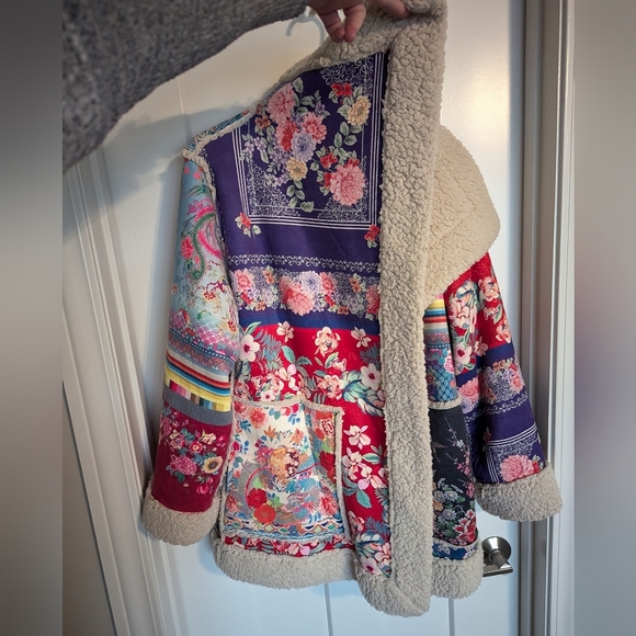 Johnny Was Anna Open Front Sherpa Jacket sz S/M - Picture 5 of 10